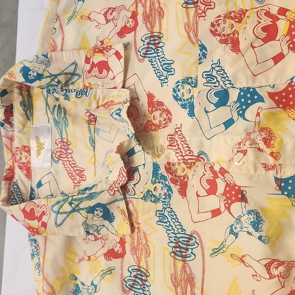 Wonder Woman Colorful Graphic Button Shirt - Picture 2 of 6